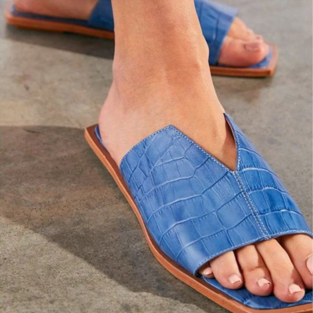 New Free People Vicenza Vannah Sandal Mule Blue Slip us sz 10